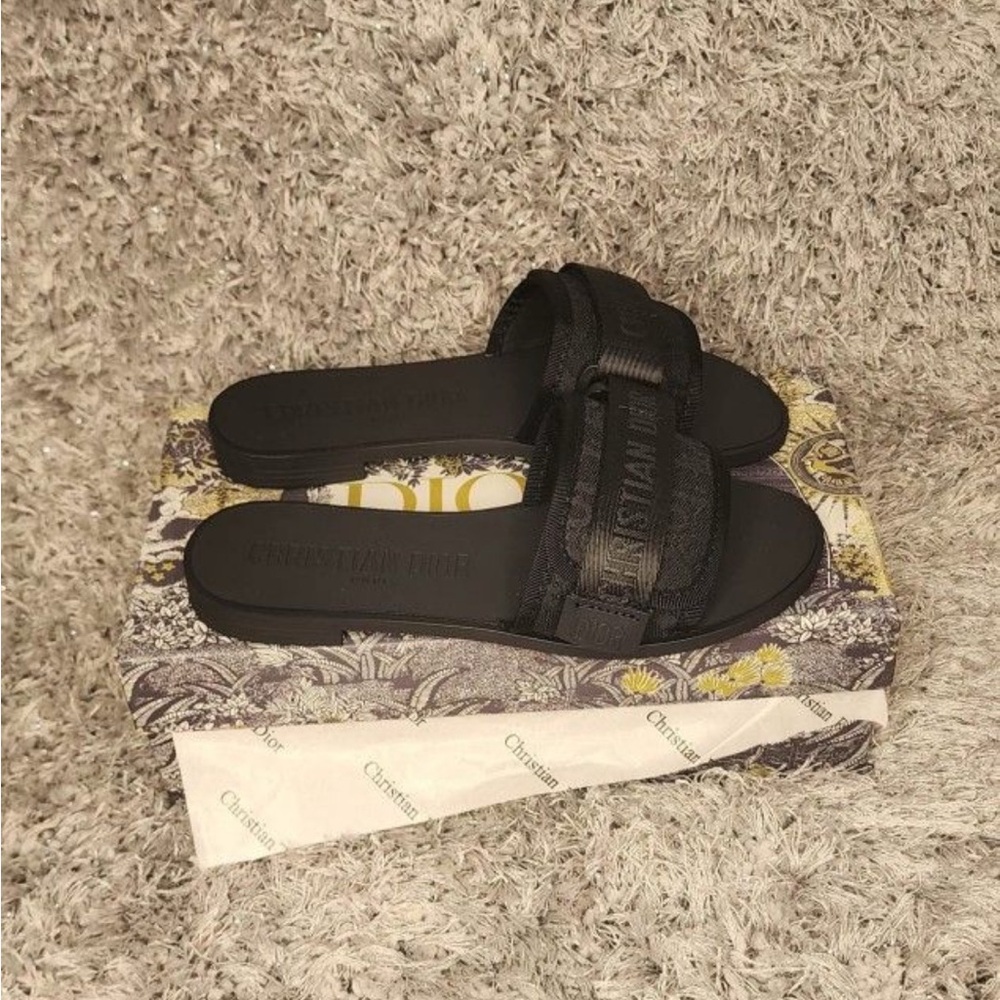 Dior Black Sandals with Two-Strap Design